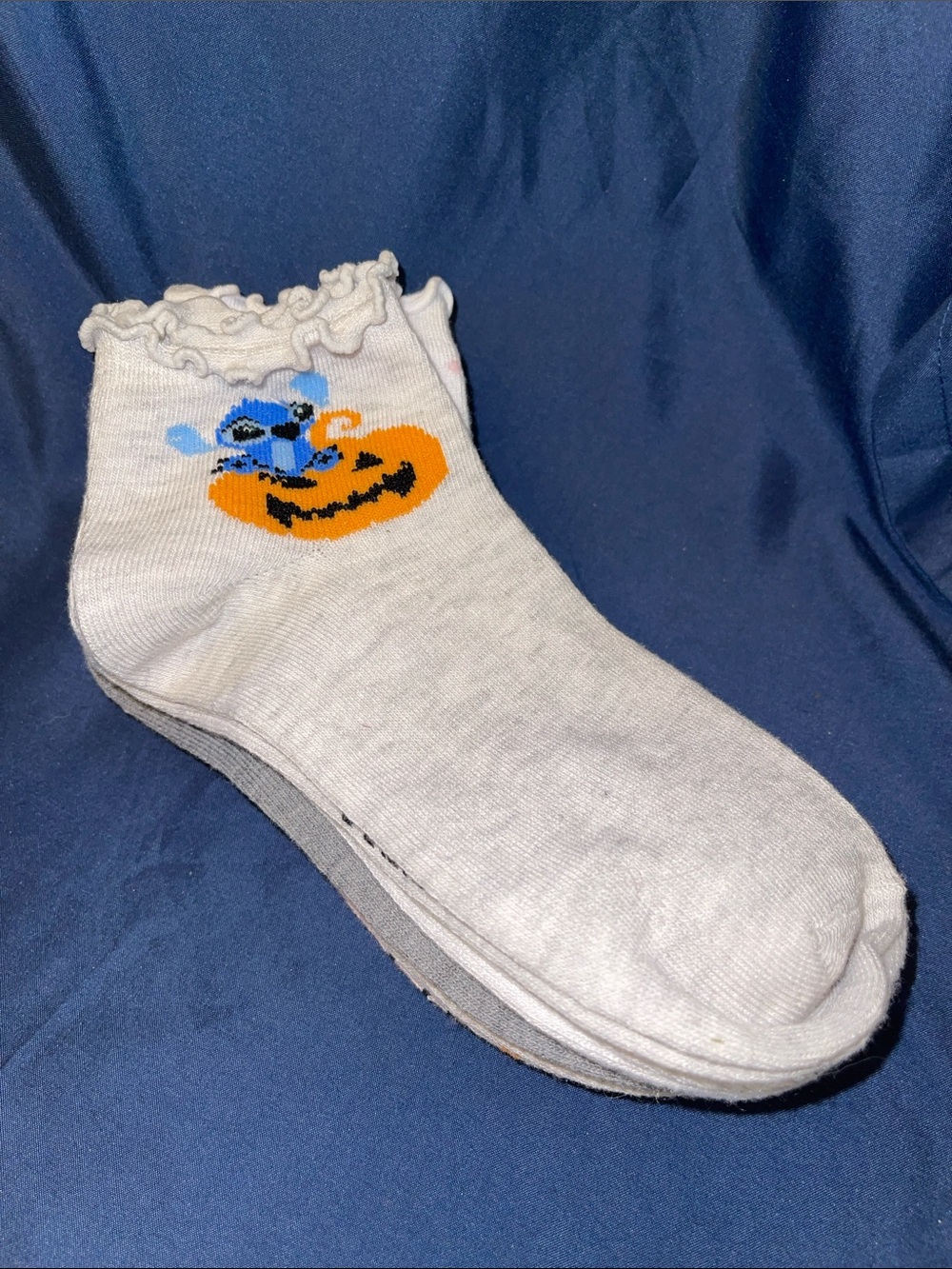 Disney - Stitch 5-Pack Ruffled Anklet Socks with Orange Pumpkin and Blue Stitch